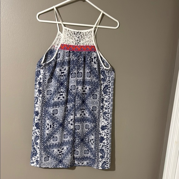 Trixxi Blue and White Sleeveless Halter Sundress - Picture 3 of 7